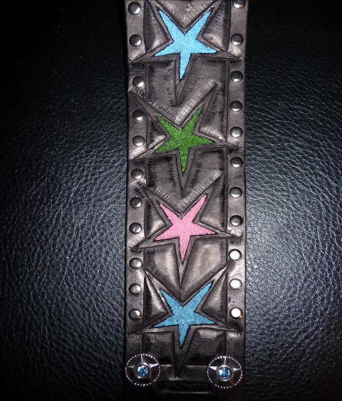 LeatherGirl Black Painted Star Guitar Strap